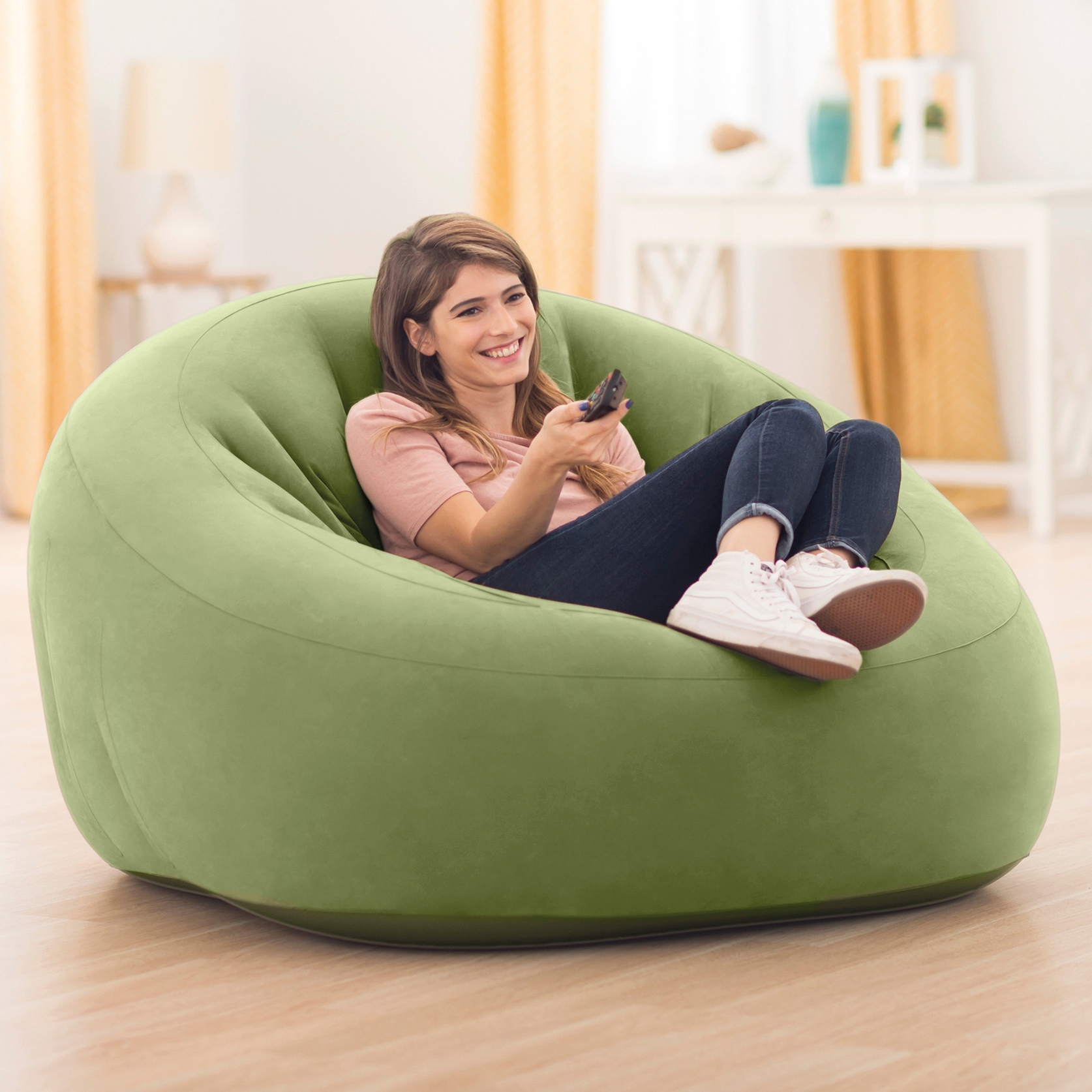 Надувное кресло Beanless Bag Chair зеленое