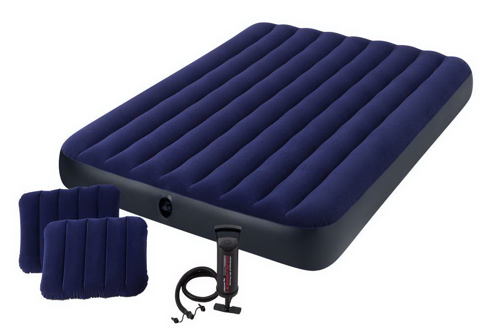 INTEX 64765 Надувной матрас Classic Downy Airbed Fiber-Tech с подушками и насосом